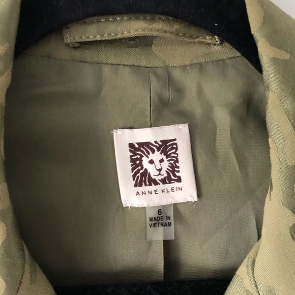 Vintage Anne Klein Y2K Camouflage Olive Green Utility Jacket Size 6 Rare - Picture 5 of 13